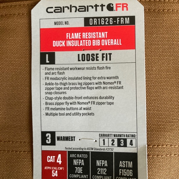 Carhartt FR Insulated Bib Overall / Sz 30x30 - Picture 1 of 6